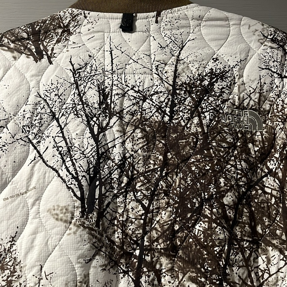 The North Face White Bomber Jacket with Brown Tree Print - Picture 6 of 6
